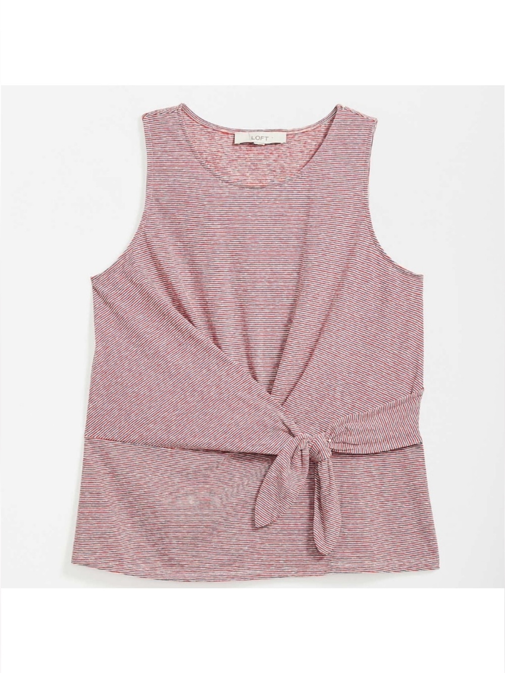 LOFT Striped Tie-Front Sleeveless Tank Top